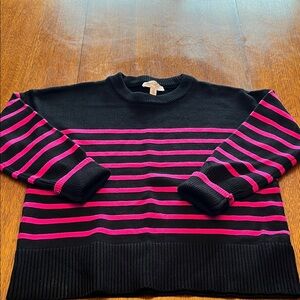 Philosophy Black and Pink Striped Sweater EUC
